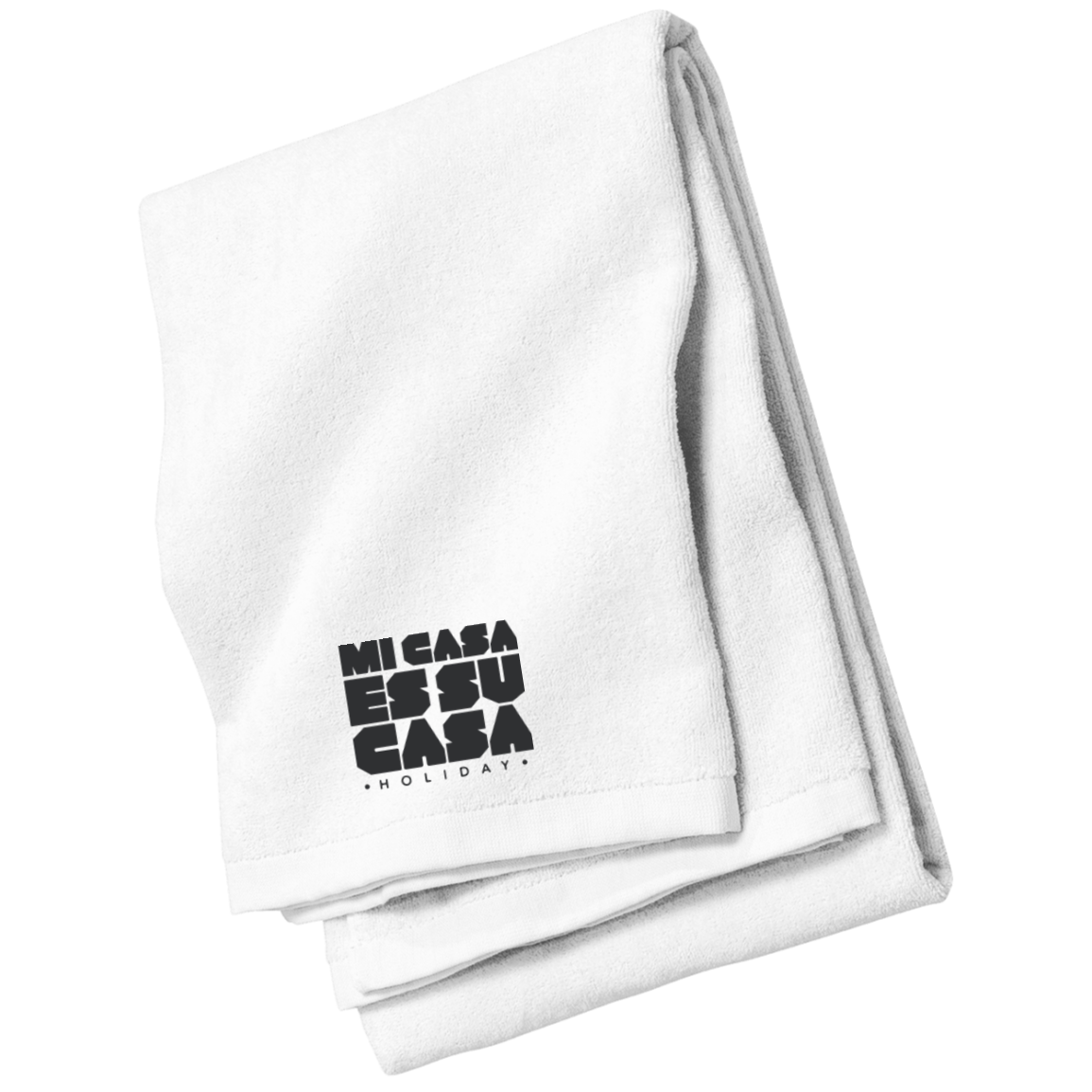 Classic Mi Casa Holiday Black Embroidered Beach Towel