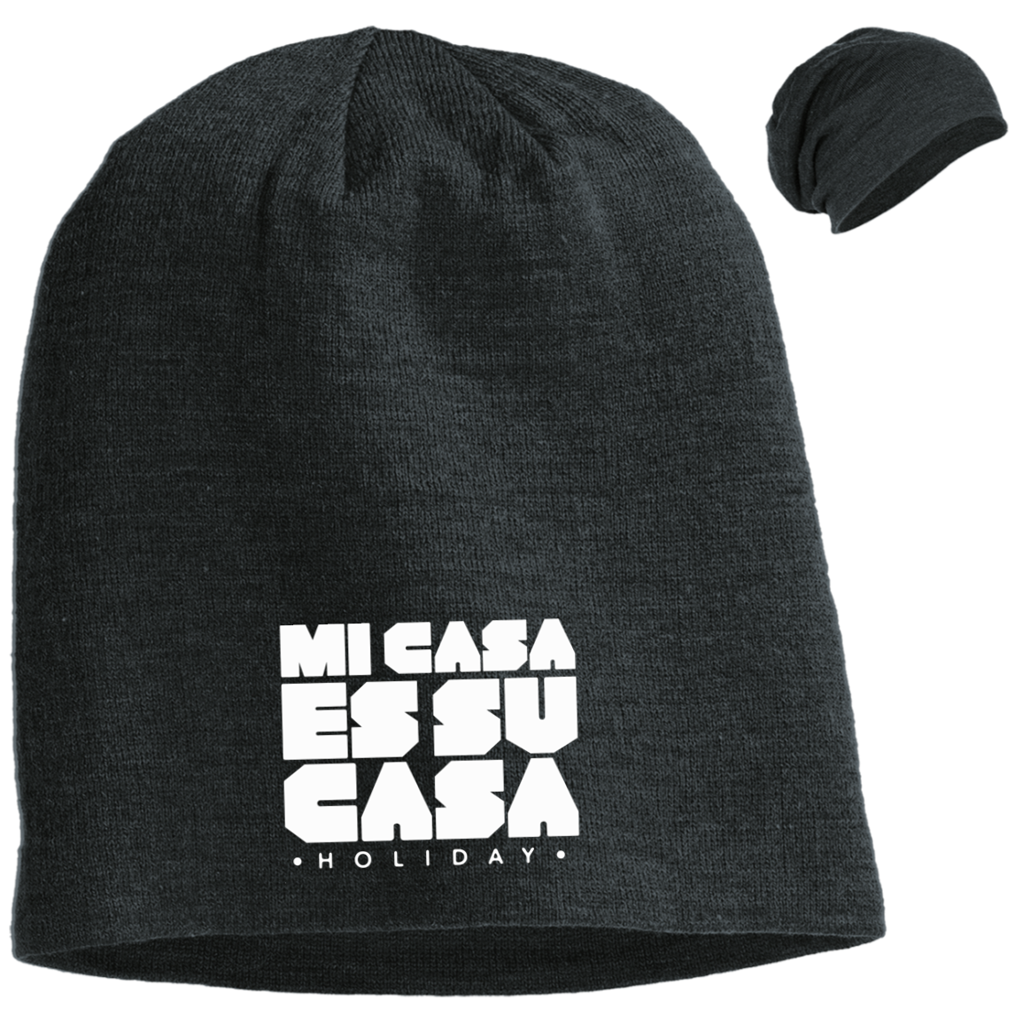 Mi Casa Holiday Embroidered Slouch Beanie- White